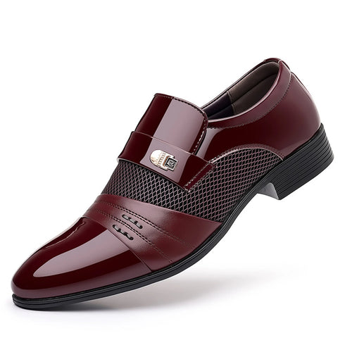 Men's Slip On Business Shoes Glossy Pointed Toe Office Footwear for Evening Parties